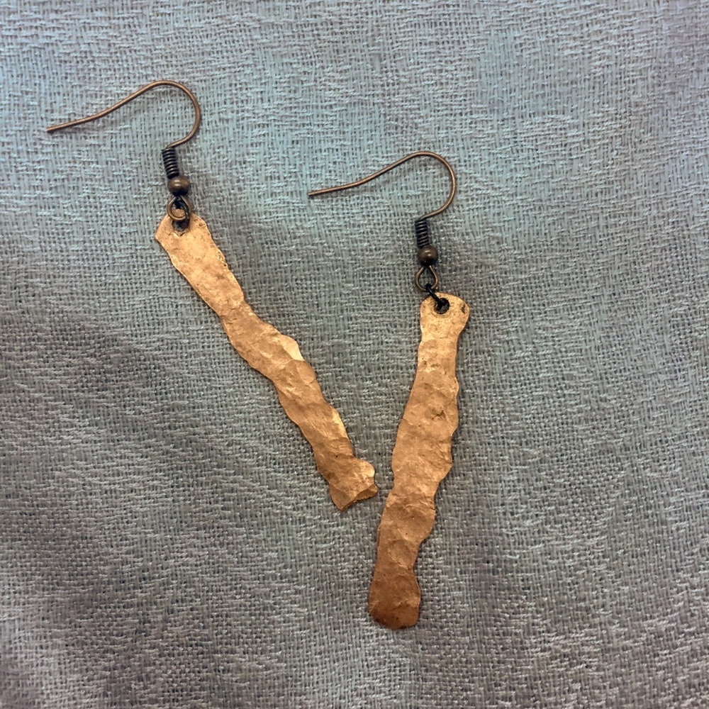 Hammered Copper Dangle Earrings